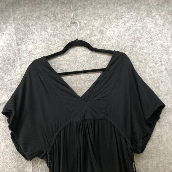 Lauren Ralph Lauren Crinkle Tunic Coverup Top Dress Womens XS Black (4) V-Neck - Picture 3 of 10